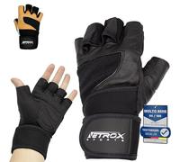 NetroxSports - Guanti Palestra Uomo e Donna - vera pelle - 40cm Polsini Palestra - antiscivolo e traspirante - Fitness, Calisthenics, Bodybuilding, Ciclismo, Gym Gloves, Accessori Sollevamento Pesi