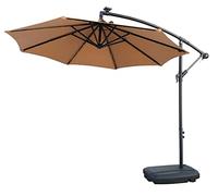 NetsPA - GD -UM2500BS - Parasolo Completo (Base + Parasolo) - Struttura in Acciaio - LED Integrato Alimentato dal Pannello Solare - Piede con Roulette di Trasporto - Round