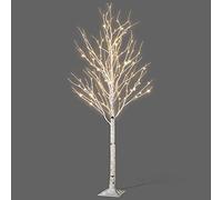 NETTA Albero di betulla con 120 luci a LED bianco caldo, timer di spegnimento automatico e 8 modalità di illuminazione, cavo di alimentazione da 3 m, adatto per interni ed esterni, 1,5 m, bianco