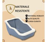 NETTA OPEN Lettiera Toilette per Gatti APERTA con Bordi Alti e Curvi 54x39x29h