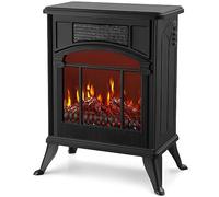 NETTA Stove Heater Electric Fireplace With Fire Flame Effect, Freestanding Portable Electric Log Wood Burner Effect - 1900 W