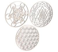 Nettoppo 3 Pezzi/Set Set di Arte della Parete della Geometria Sacra Arte della Parete nel Legno, Arte della Geometria Sacra, Scultura, Decorazioni da Parete per la Decorazione Domestica