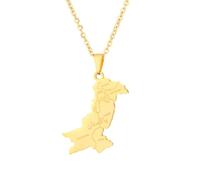 Nettoppo Mappa del Pakistan in con Collana con Pendente della Città per Donna, Uomo, Fascino, Moda, Gioielli con Mappe Pakistane