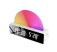 Nettoppo Sveglia, Wake Up Light Dawn Simulator, Lampada Solare da Comodino Luce Notturna Multicolore con Caricatore USB, Bianca