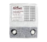 Nettuno Ricamata a Righe 140x300 cm Grigio con Lurex - Stile Moderno - Poliester