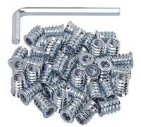 NETUME Bussole Filettate, 100 Pz con Inserti in Legno, Dadi in Metallo M6/15mm per Fissaggi in Legno