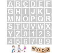 NETUME Stencil Lettere,Riutilizzabili Stencil Alfabeto e Numeri,Lettera Numero Disegno Pittura Stencil Modelli Alfanumerici Set per Tessuti,Pareti,Scrapbooking(36 Pezzi,7.6x7.6cm)