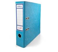 Netuno 1 Raccoglitore a Leva A4 Ekobox Dorso 8 cm Colore azzurro 2 Anelli Cartone Riciclato Marmorizzato Registratori Ecologici per Ufficio scuola Archiviazione Documenti Senza Custodia