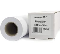Netuno 1 rotolo carta plotter bianca 594 mm x 50 m 90 g/m² anima 50 mm carta per plotter professionale formato grande opaca multifunzionale per stampe CAD mappe prospetti disegno stampa inkjet
