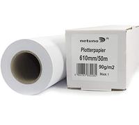 Netuno 1 rotolo carta plotter bianca 610 mm x 50 m 90 g/m² anima 50 mm carta per plotter professionale formato grande opaca multifunzionale per stampe CAD mappe prospetti disegno stampa inkjet