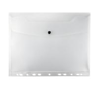 Netuno 1 x portadocumenti in PP trasparente bianco A4 cartellina portadocumenti con bordo forato formato A4 da raccogliere, buste in plastica con patta, tasche a bottone per raccoglitori e documenti