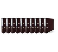 Netuno 10 raccoglitori A4 marrone cioccolato lucido 7,5 cm 2 anelli raccoglitore colorato per documenti ufficio con Meccanismo a Leva tasca Trasparente organizer faldone documenti classificatore