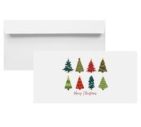Netuno 100 Buste Natalizie bianche formato DL 11 x 22 cm 120g buste lettera lunge americane con Stampa Merry Christmas per Biglietti auguri cartoline Natale inviti feste eventi natalizi