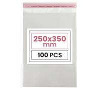 Netuno 100 bustine trasparenti autoadesivi 25 x 35 cm con patta (3 cm) Peel & Seal PP sacchetti di plastica trasparenti con linguetta