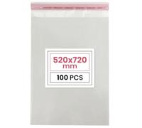 Netuno 100 bustine trasparenti autoadesivi 52 x 72 cm (+ aletta 3 cm) sacchetti in polipropilene trasparente tipo celofan Bustine Protettive adesive per Vestiti Documenti Fumetti Foto Cosmetici