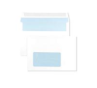 Netuno 1000 buste per lettere bianche formato C6 11,4 x 16,2 cm 75g buste commerciali con stampa interna blu con finestra a sinistra taglio dritto buste di carta bianca per lettere documenti