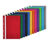 Netuno 12 cartelle ad aghi colori assortiti formato A4 con fori cartelline colorati ad aghi in polipropilene per ufficio scuola cartelline portadocumenti in plastica colorata copertina trasparente