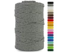 Netuno 1x corda cotone per macramè grigio scuro 3 mm 100 m cordino macramè per decorazione lavoretti fai da te filo cotone gomitolo cordoncino colorato ferri uncinetto
