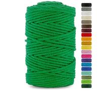 Netuno 1x corda cotone per macramè verde 3 mm 100 m cordino macramè per decorazione lavoretti fai da te filo cotone gomitolo cordoncino colorato verde per ferri uncinetto