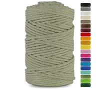 Netuno 1x corda cotone per macramè verde oliva 3 mm 100 m cordino macramè per decorazione lavoretti fai da te filo cotone gomitolo cordoncino colorato ferri uncinetto