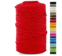 Netuno 1x corda macramè colorata rosso 5 mm 100 m filo macrame corda di cotone filato di cotone cordoncino corda per lavori uncinetto ferri da maglia gomitolo macramè cordino macramè