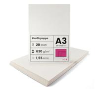 Netuno 20 Fogli Cartone Assorbente Crema A3 297 x 420 mm 1,55 mm 630g per Sottobiccieri Birra Base Torte Album Coperture Rilegatura Beermat Board