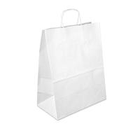 Netuno 200 sacchetti carta bianchi con manici intrecciati 32 x 39 x 17 cm sacchetti per la spesa carta kraft con fondo piegato buste per la spesa Shopper Kraft borse carta shopper