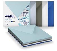 Netuno 25 buste da lettera colorate motivo Inverno 153x 153 mm buste lettere eleganti quadrate mix colori set buste carta colorata per biglietti matrimonio partecipazione battesimo prima comunione