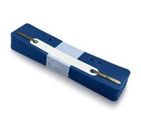 Netuno 25 fermadocumenti a striscia blu 3,4 x 15 cm striscia perforata fermadocumenti colorata in plastica con linguetta metallica fermacarte per archiviazione strisce forate 60/80 mm