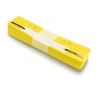Netuno 25 fermadocumenti a striscia giallo 3,4 x 15 cm striscia perforata fermadocumenti colorata in plastica con linguetta metallica fermacarte per archiviazione strisce forate 60/80 mm