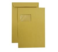 Netuno 250 buste a sacco marroni formato C4 22,9 x 32,4 cm 90g buste posta grandi commerciali con finestrino sinistra strip adesivo per spedizioni lettere documenti fatture ufficio corrispondenza