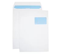 Netuno 250 buste bianche a sacco formato C4 22,9 x 32,4 cm 90g buste grandi con finestra destra strip adesivo per fatture volantini flyer documenti lettere ufficio