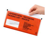 Netuno 250 buste portadocumenti autoadesive rosse formato lungo 23,9 x 13,1 cm buste adesive porta documenti DL per pacchi biglietti di consegna fatture lettere di vettura bolle polizza di carico