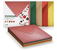 Netuno 25x busta lettera colorata motivo Natale 153x 153 mm set busta lettere quadrata bella mix colori per Natale buste da lettera natalizie quadrate belle per invito partecipazione biglietti auguri