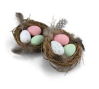 Netuno 2X Mini-Nido di Uccelli con Uova 8 cm Nido di Pasqua Uova finte Artificiali Colorate polistirolo Nido con Uova Decorazione tavola casa Decorazioni pasquali Uova di Pasqua addobbi pasquali