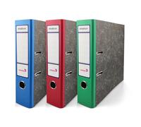 Netuno 3 Raccoglitori a Leva A4 Ekobox Dorso 7,5 cm blu rosso verde 2 Anelli Cartone Riciclato Marmorizzato Registratori Ecologici per Ufficio scuola Archiviazione Documenti Senza Custodia