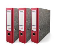 Netuno 3 Raccoglitori a Leva A4 Ekobox Dorso 7,5 cm Colore rosso 2 Anelli Cartone Riciclato Marmorizzato Registratori Ecologici per Ufficio scuola Archiviazione Documenti Senza Custodia