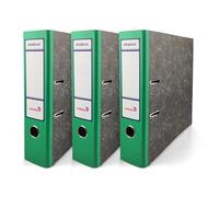 Netuno 3 Raccoglitori a Leva A4 Ekobox Dorso 7,5 cm Colore verde 2 Anelli Cartone Riciclato Marmorizzato Registratori Ecologici per Ufficio scuola Archiviazione Documenti Senza Custodia