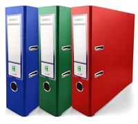 Netuno 3 raccoglitori A4 blu verde rosso 2 anelli dorso 8 cm raccoglitore documenti ufficio cartone Rivestito in Polipropilene con Meccanismo a Leva organizer faldone documenti classificatore