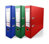 Netuno 3 raccoglitori cartone ecologico riciclato blu verde rosso a 2 anelli A4 dorso 8 cm raccoglitori per ufficio scuola archivio faldoni portadocumenti