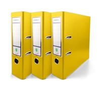 Netuno 3 raccoglitori cartone ecologico riciclato giallo a 2 anelli A4 dorso 8 cm raccoglitori per ufficio scuola archivio faldoni portadocumenti