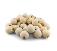 Netuno 40 Sfere Legno Naturale 22 mm Buco Macramè, Decorazioni Feste Giocattoli Braccialetti Gioielli