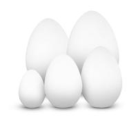 Netuno 5 uova di polistirolo, 1 x 5 cm, 7 cm, 8 cm, 9 cm, 10 cm, set di uova in polistirolo bianco, uova di Pasqua, ideale per Pasqua, decorazione, fai da te, modellazione, come regalo, diverse