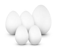 Netuno 5 uova di polistirolo, 2 x 10 cm, 2 x 12 cm, 1 x 15 cm, set di uova in polistirolo, bianco decorativo, uova di Pasqua, ideale per Pasqua, decorazione fai da te, modellazione come regalo,
