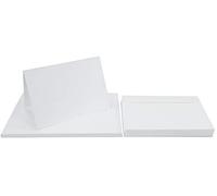 Netuno 50 cartoncini pieghevoli A6 bianco + 50 buste formato C6 11,4 x 16,2 cm bianco carta da lettere elegante con busta abbinata set di corrispondenza biglietti vuoti