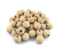 Netuno 50 perline di legno rigate 18 mm perle legno naturale con foro da infilare sfere di legno naturale per gioielli macramè perline legno per bigiotteria fai da te palline di legno per lavoretti