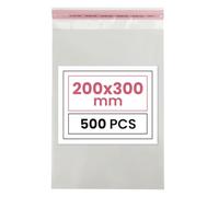 Netuno 500 bustine trasparenti autoadesivi 20 x 30 cm (+ aletta 3 cm) sacchetti in polipropilene trasparente tipo celofan Bustine Protettive adesive per Vestiti Documenti Fumetti Foto Cosmetici