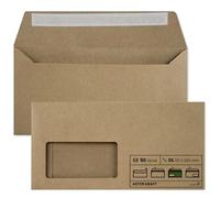 Netuno 50x busta lettere carta kraft formato DL 110 x 220 mm 100g Aster Kraft busta da lettera lunga gommata marrone con finestra a sinistra busta americana DL busta lettera elegante eco riciclata