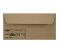 Netuno 50x busta lettere carta kraft formato DL 110 x 220 mm 100g Aster Kraft busta da lettera lunga con strip senza finestra busta americana DL busta lettera elegante eco riciclata