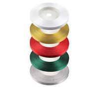 Netuno 5x Nastro di Raso Bianco Oro Rosso Verde Argento - 6mm x 32m nastro regalo, nastro regalo, nastro per scatole, nastro di raso, gioielli, rotoli di raso, regali, decorazioni per Natale, nastro